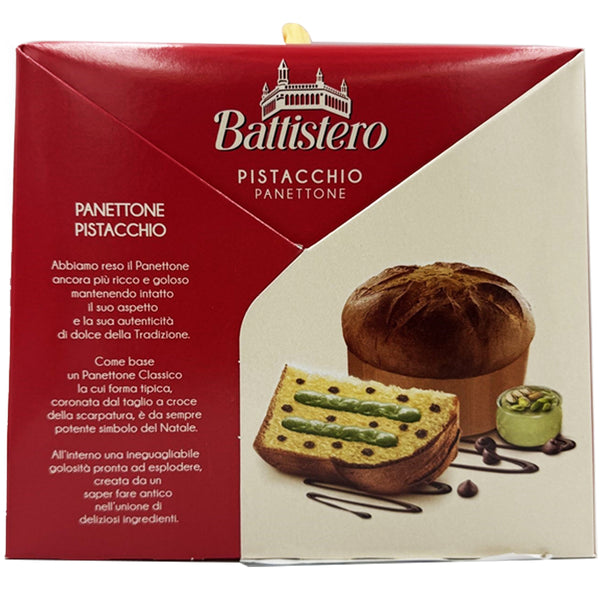 Pistachio Cream Filled Panettone with Chocolate Chips – Battistero Christmas Cake 750g (26.46 oz)