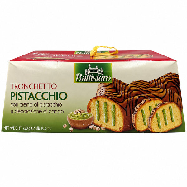 Battistero Pistachio Cream Filled Tronchetto Italian Christmas Cake Holiday Gift 750g (26.46 oz)