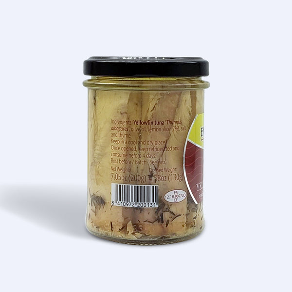 Yellowfin Tuna in Olive Oil with Lemon - 7.05 oz / 4.58 oz Net - Glass Jar