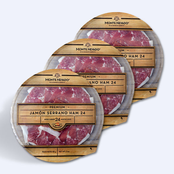 Serrano Ham, 24 Months Plate (3 oz), 3 Pack