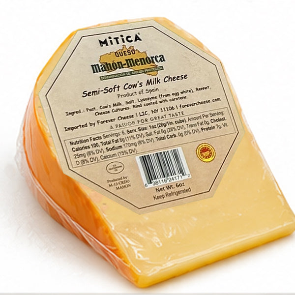 Mahón-Menorca D.O.P. Cheese Wedges 6 oz Each (2 Pack) Imported from Menorca, Spain Authentic Spanish Cow's Milk Cheese Naturally Aged 4 Months 12 oz Total