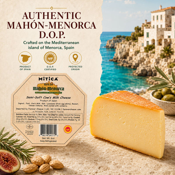 Mahón-Menorca D.O.P. Cheese Wedges 6 oz Each (2 Pack) Imported from Menorca, Spain Authentic Spanish Cow's Milk Cheese Naturally Aged 4 Months 12 oz Total