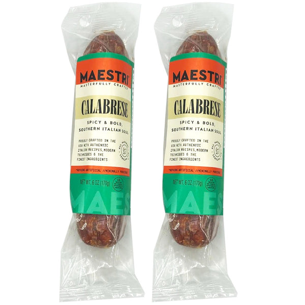 Maestri Calabrese Salami 6 oz – 2 Pack | Spicy Italian Salami Chubs